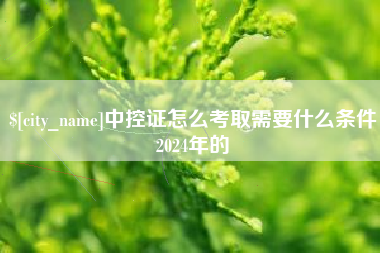 枣阳中控证怎么考取需要什么条件2024年的